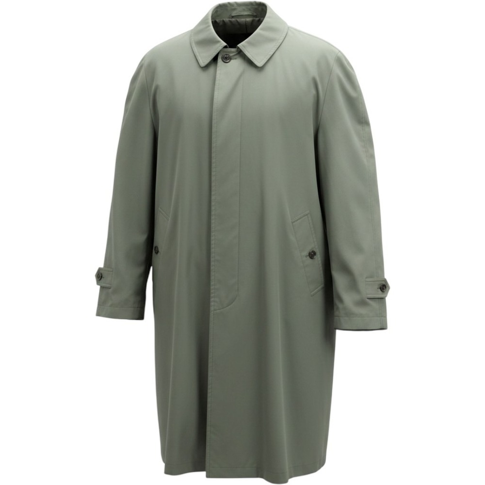 Vintage 60s 70s Men's Classic Tan Trench Rain Over Coat Faux Fur Lined Sz LG 44
